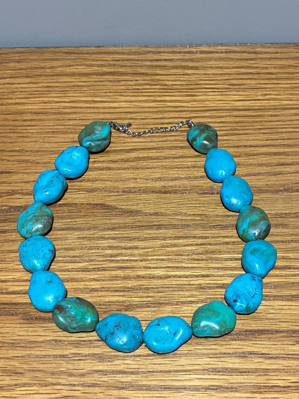 Beautiful Turquoise Nugget Necklace - 18" Long